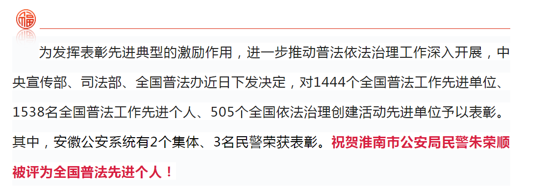 淮南一人入選！全國先進！