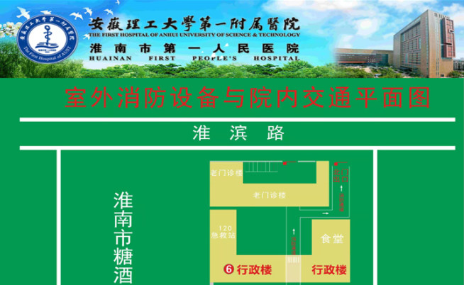 安徽理工大學第一附屬醫院（淮南市第一人民醫院）室外消防設備與院內交通平面圖